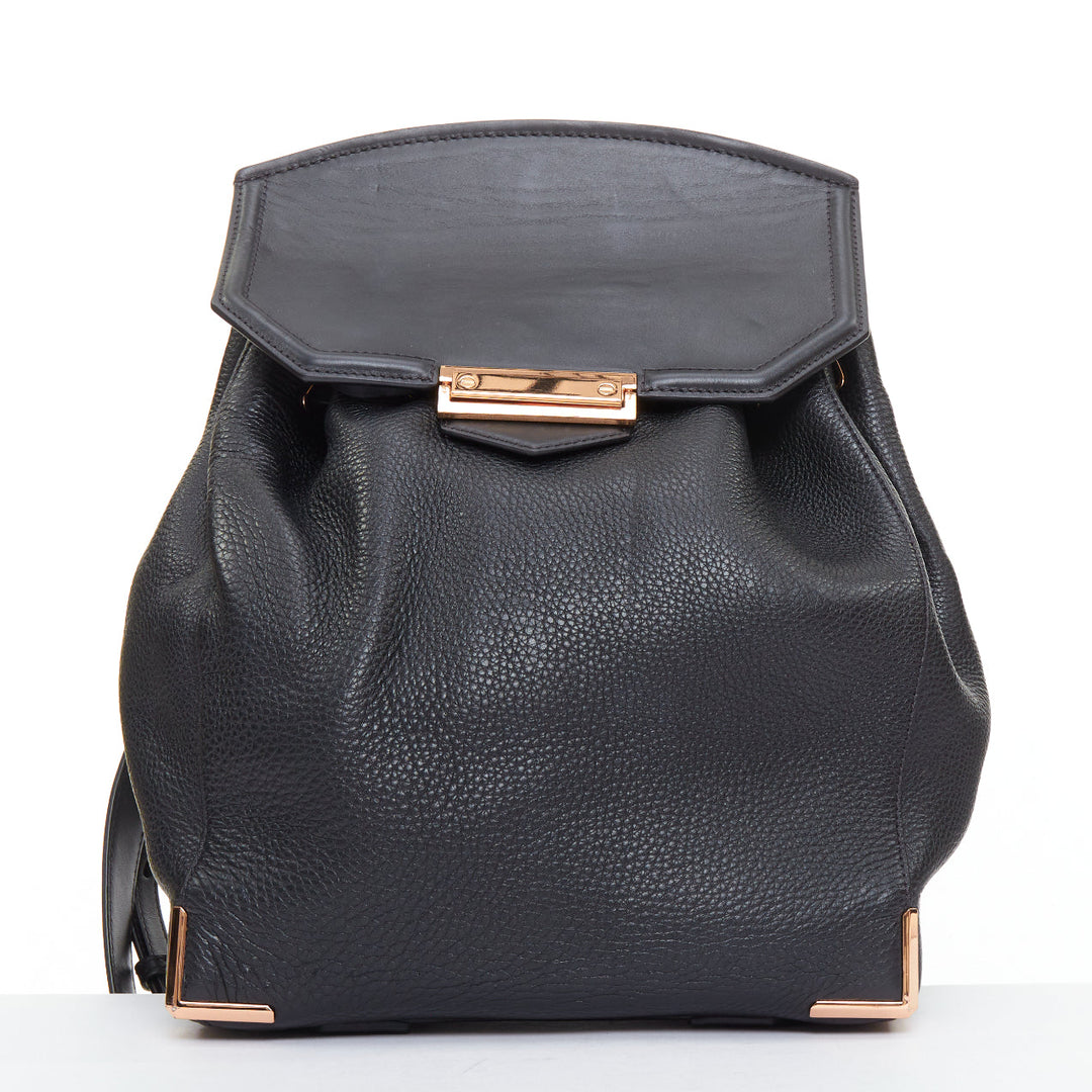 ALEXANDER WANG Prisma Skeletal black rose gold pebbled leather backpack