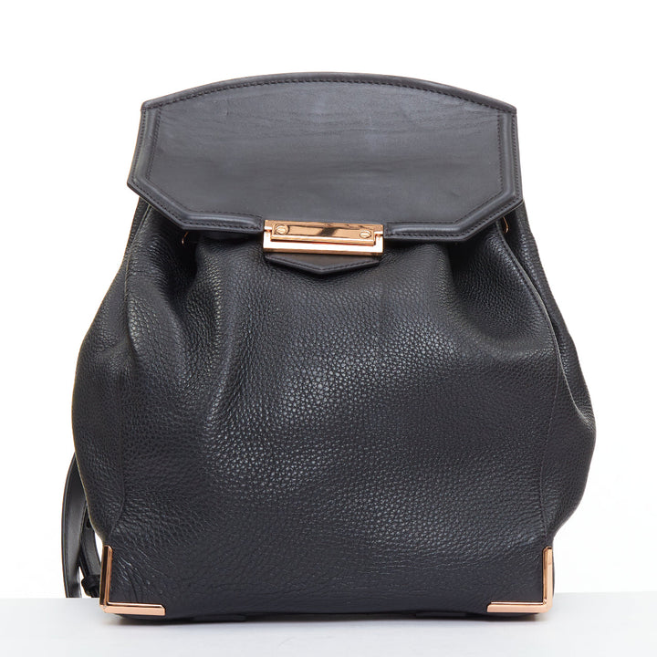 ALEXANDER WANG Prisma Skeletal black rose gold pebbled leather backpack