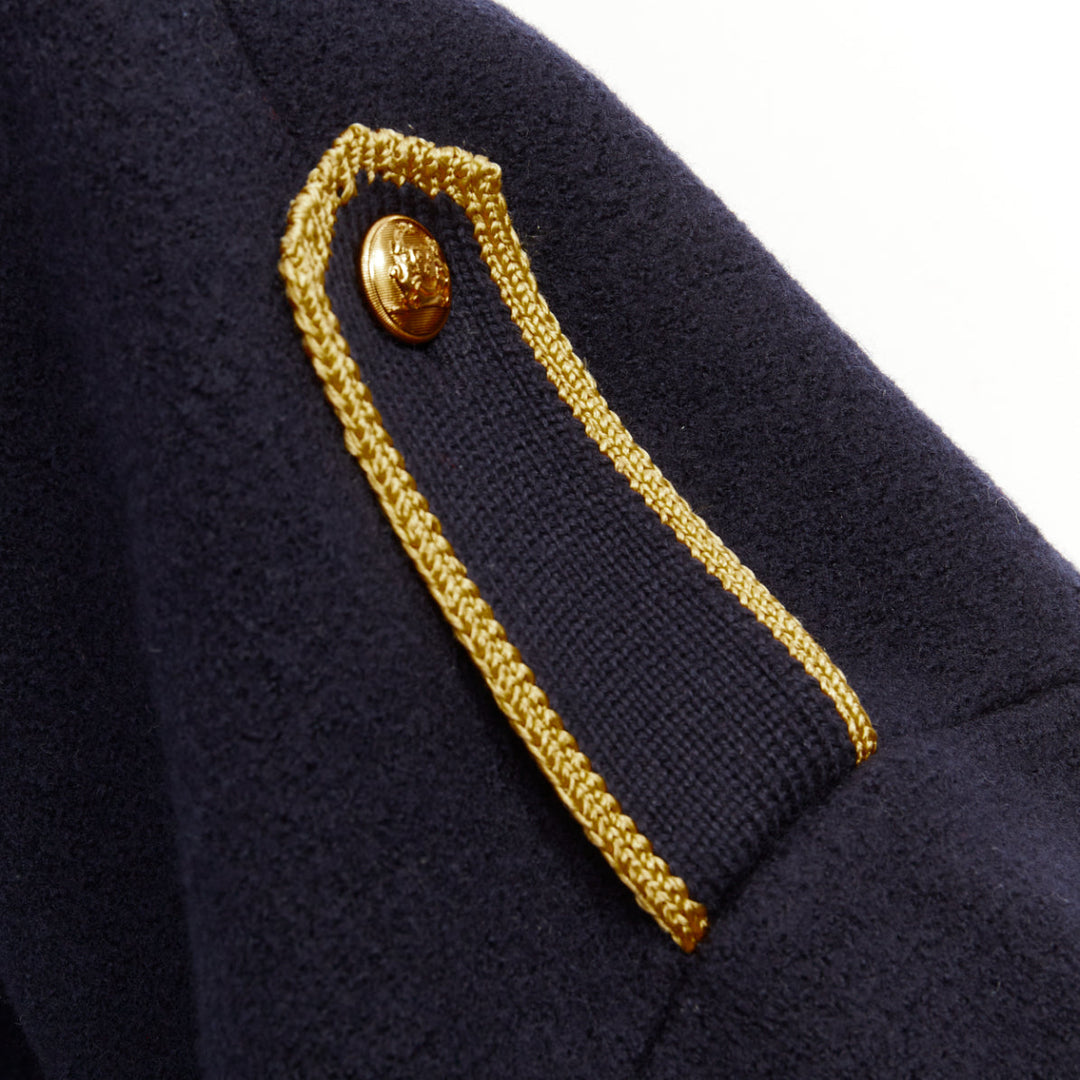 CELINE Cropp Military Vareuse wool gold trim Triomphe sailor collar pullover M