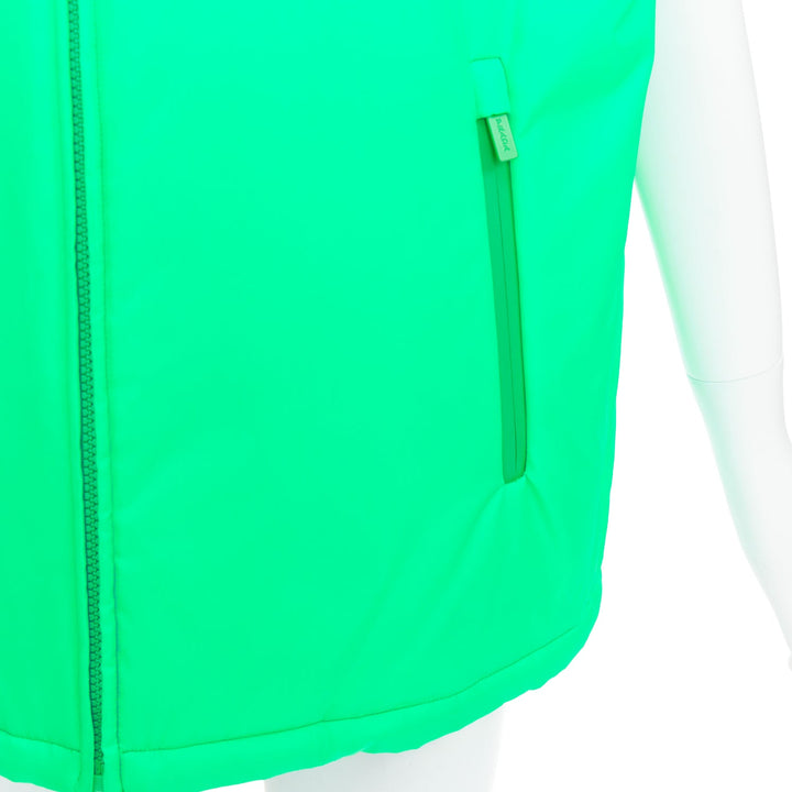 PRADA 2018 Linea Rossa Primaloft neon green nylon red logo puffer vest S