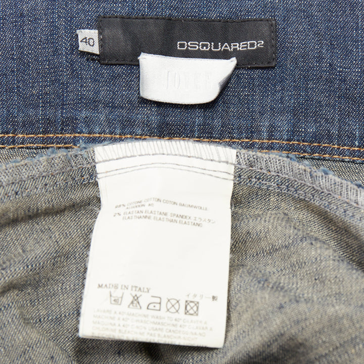 DSQUARED2 Vintage blue cotton denim red logo zip front dress IT40 S