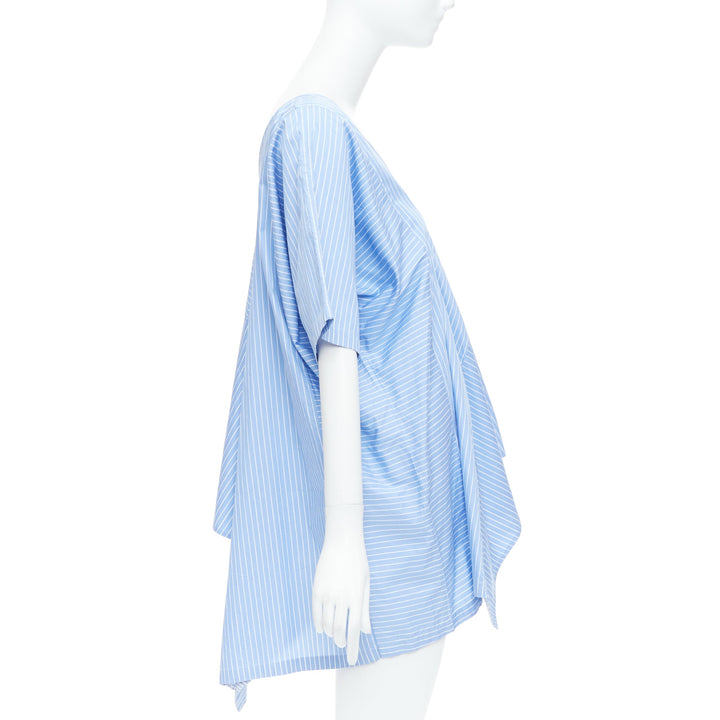 MAISON MARGIELA blue cotton striped deconstructed half cami top IT38 XS