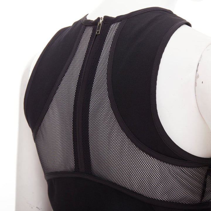 GUCCI 2009 black silk blend metal leather embellished tank top IT38 XS