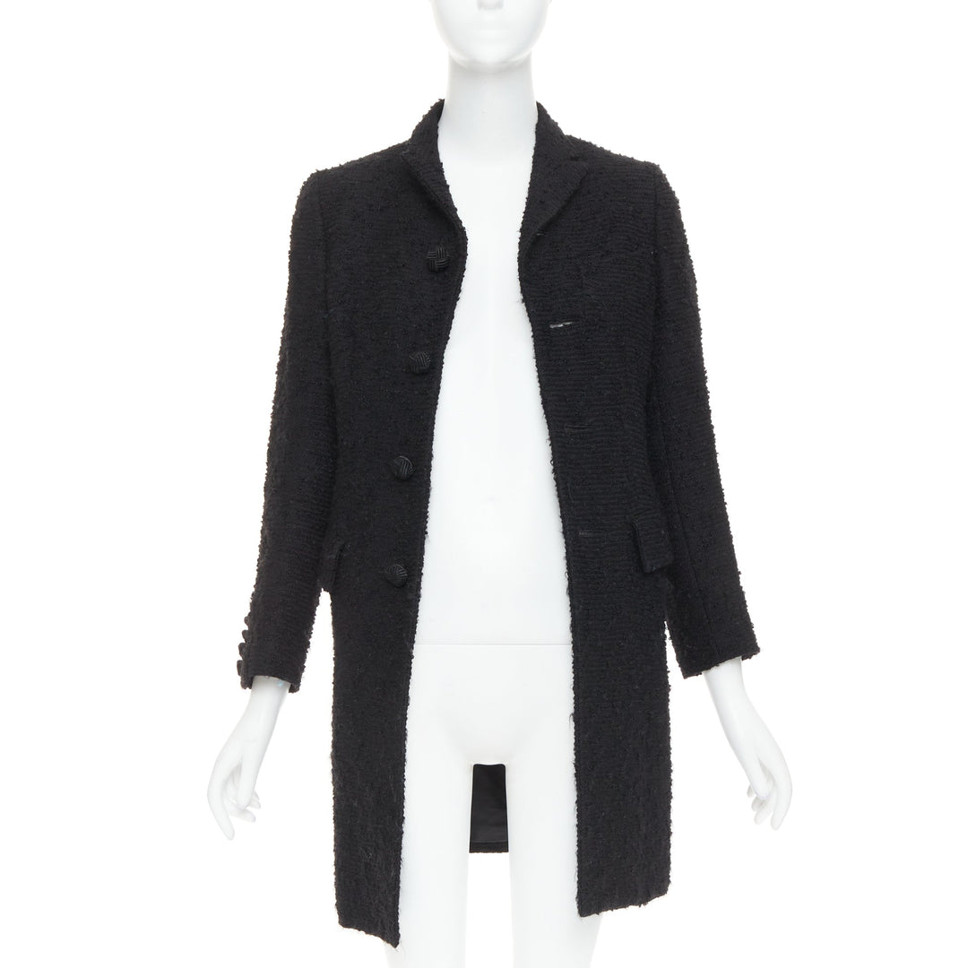 JUNYA WATANABE 2014 black wool tweed flap pocket collared coat XS