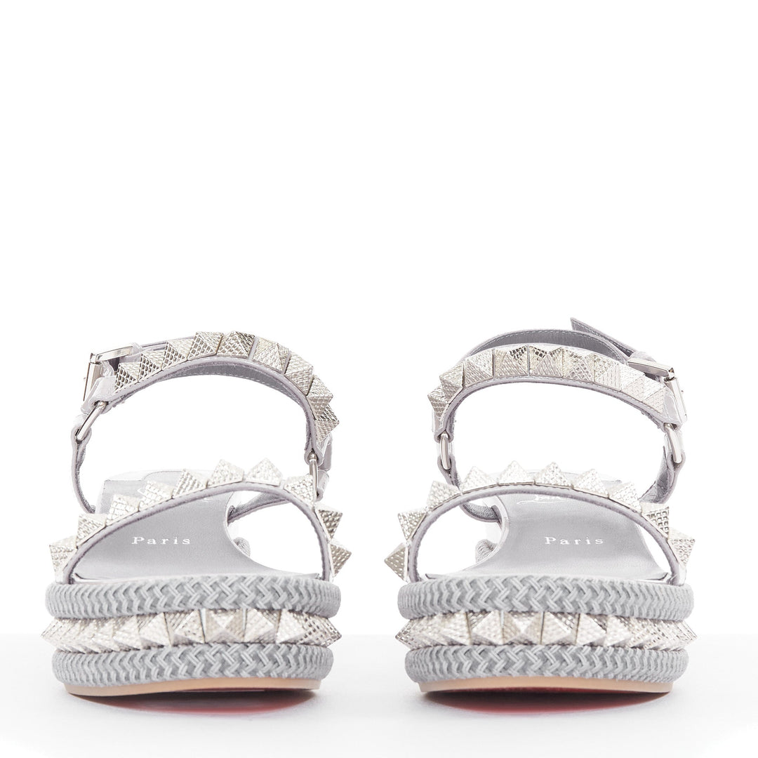 CHRISTIAN LOUBOUTIN Pyraclou 60 mauve patent spikes platform wedges EU38