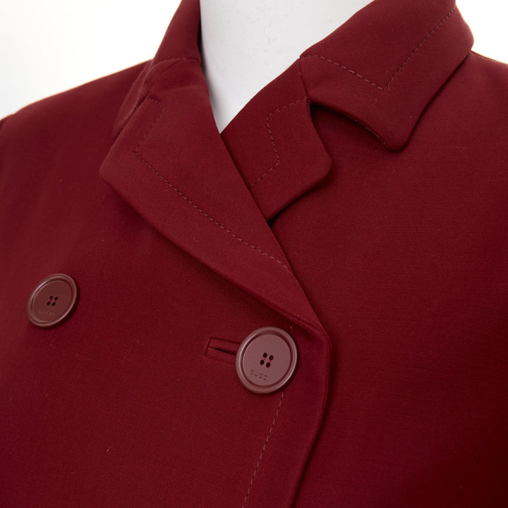 GUCCI 2025 Rosso Ancora wool silk cady martingale double breasted jacket IT40 S