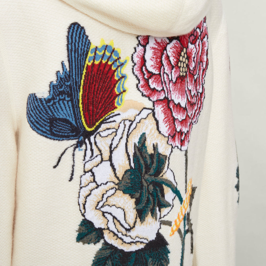 GUCCI Garden 2017 Runway white wool floral insect floral hood cardigan coat XXS
