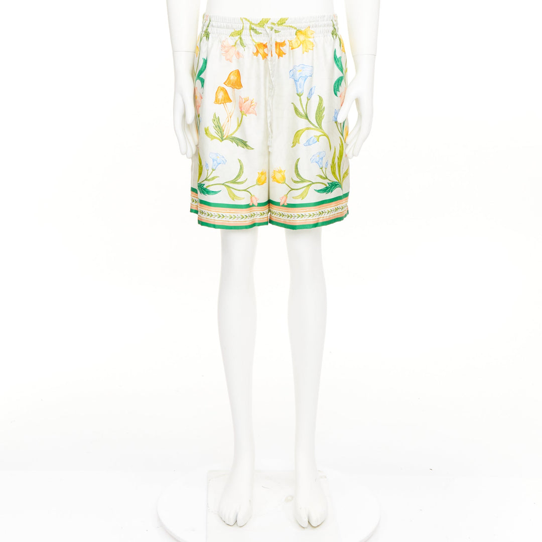 CASABLANCA 2023 L'Arche Fleurie floral print drawstring silk beach shorts XXL
