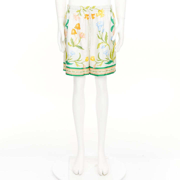 CASABLANCA 2023 L'Arche Fleurie floral print drawstring silk beach shorts XXL