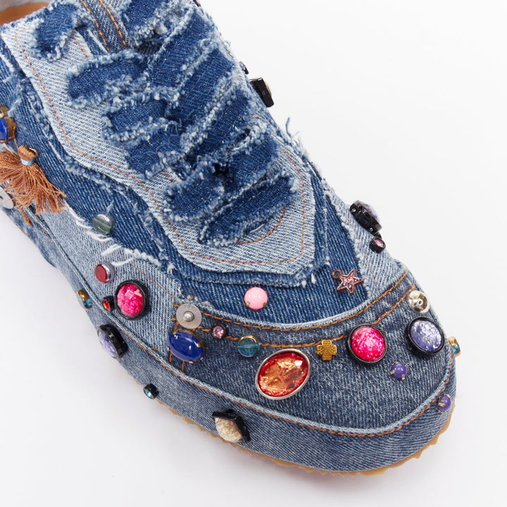 rare LOEWE 2023 Studio Ghibli Howls Moving Castle crystal denim sneakers EU39