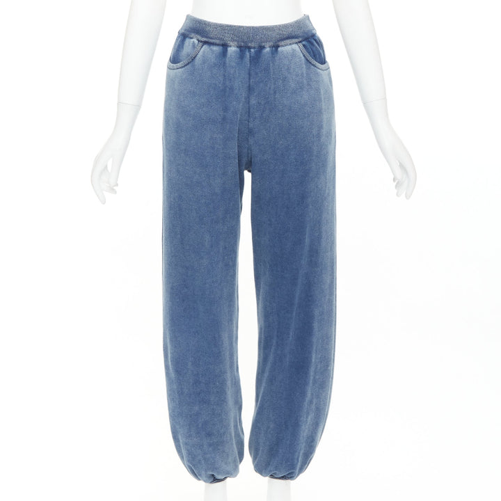 CHLOE blue white faded wash cotton blend relaxed jogger pants M