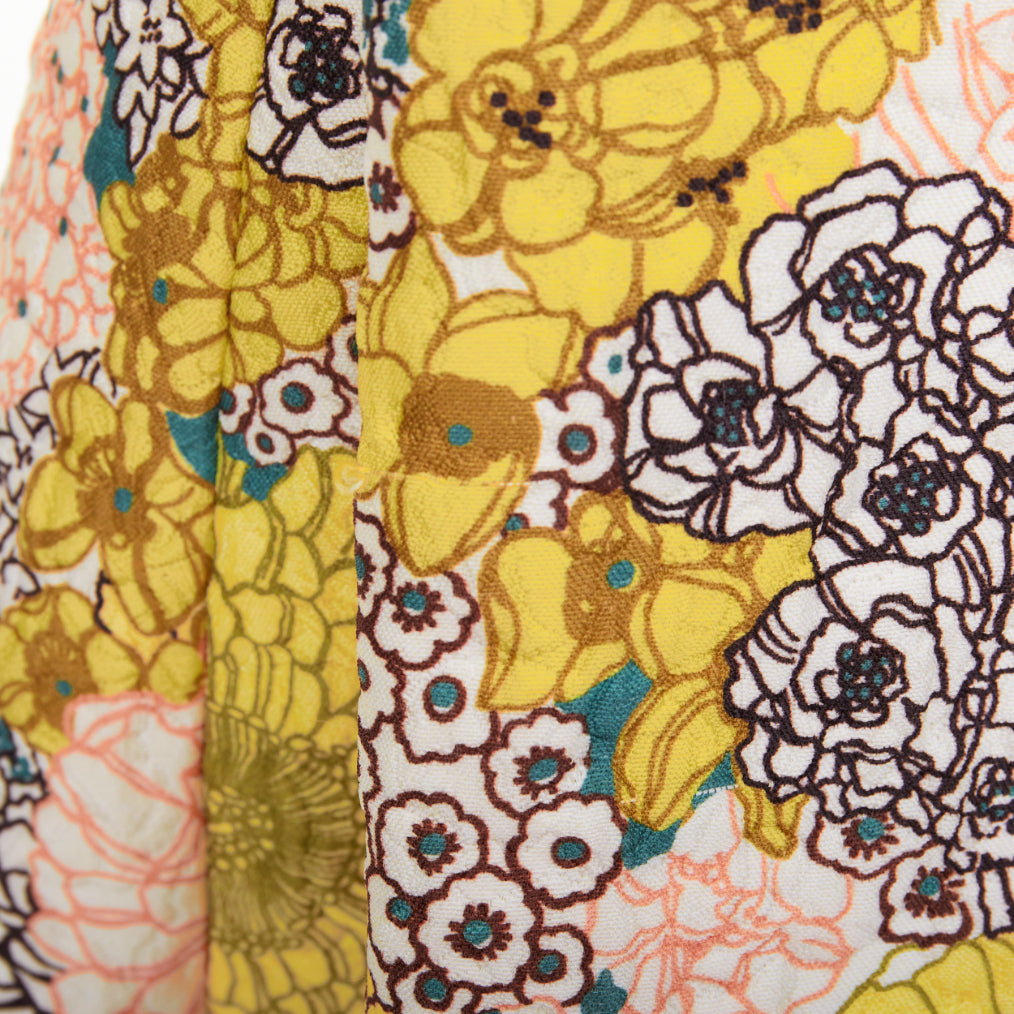 GIAMBA  GIAMBATTISTA VALLI yellow white quilted floral cocktail dress IT40 XS