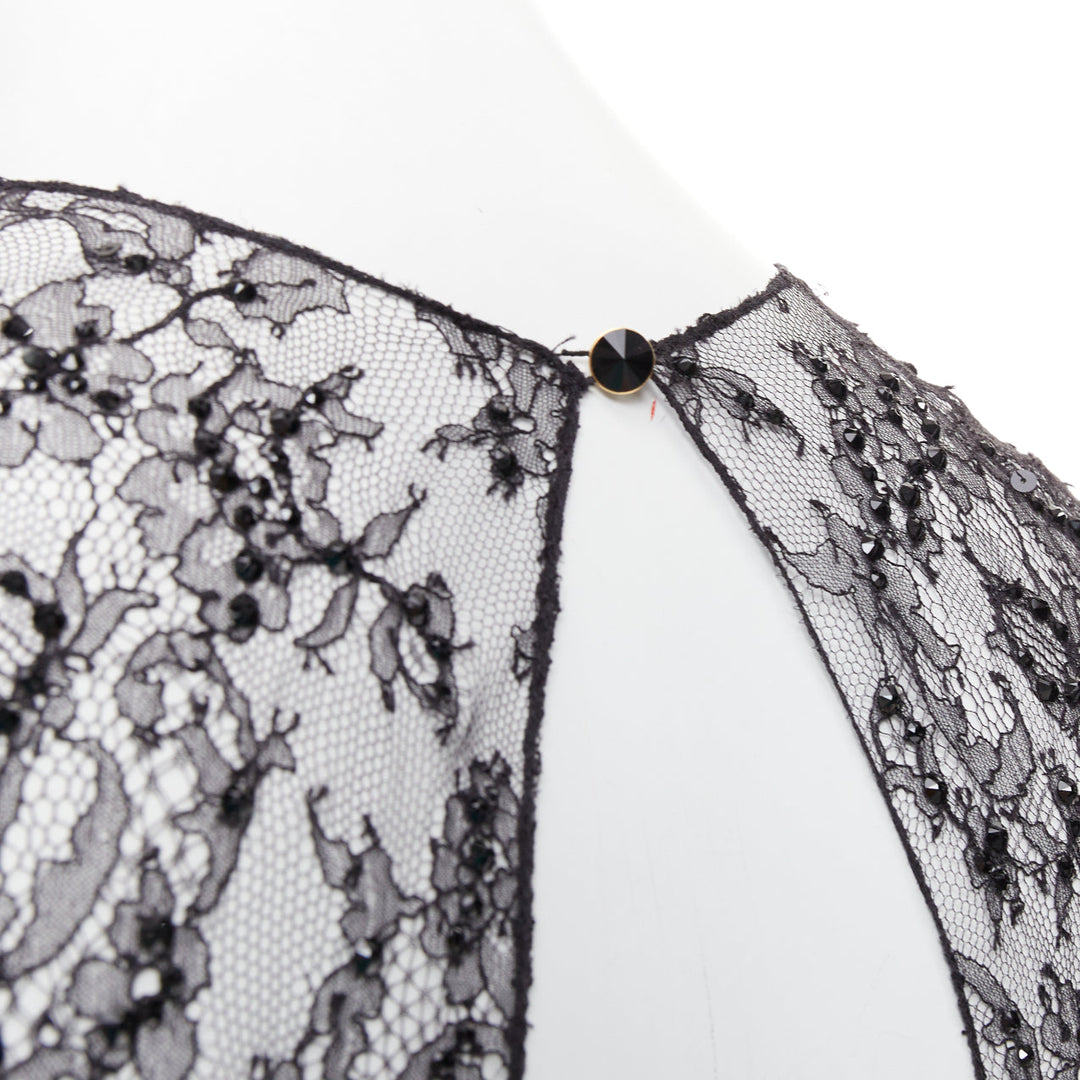 ALEXANDRE VAUTHIER COUTURE AW2019 Runway green rosette crystal lace dress