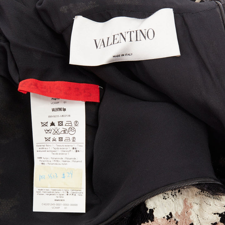 VALENTINO 2013 Runway black ivory beige lace Point d'Esprit sheer midi dress
