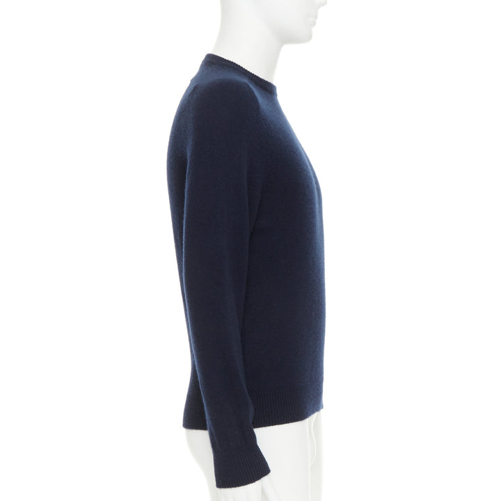 SAINT LAURENT 2015 100% cashmere navy crew neck pullover sweater M