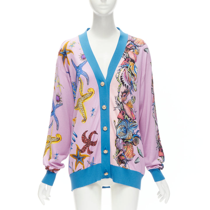 VERSACE 2021 Tresor De La Mer pink starfish knit cardigan top IT40 S