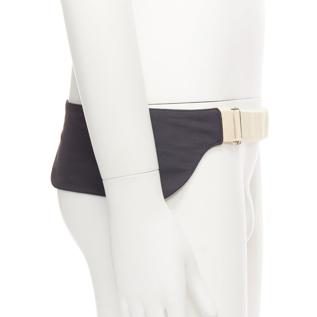 rare RAF SIMONS 10 Corso Como grey cream fabric double panel canvas utility belt