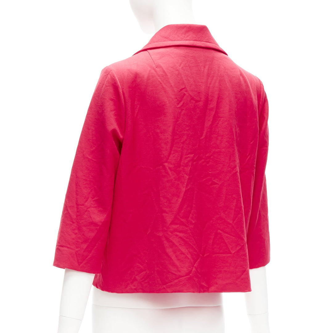 MARNI 2014 red creased crinkle wrapped buttons cropped boxy jacket IT38 XS