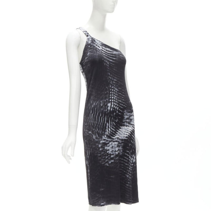 Female mannequin wearing Gucci by Tom Ford Spring Summer 2000 Runway Grey Viscose Women Casual Dress in Size IT38 | Available at JHROP