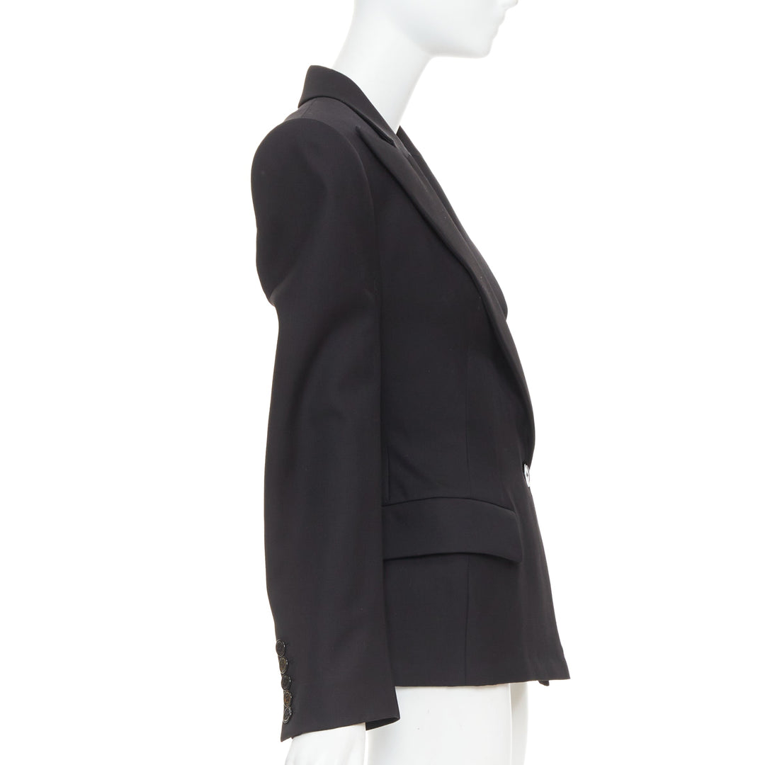 ALEXANDRE VAUTHIER COUTURE black wasp waist power padded shoulder blazer jacket