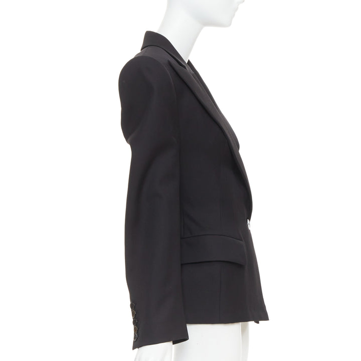 ALEXANDRE VAUTHIER COUTURE black wasp waist power padded shoulder blazer jacket