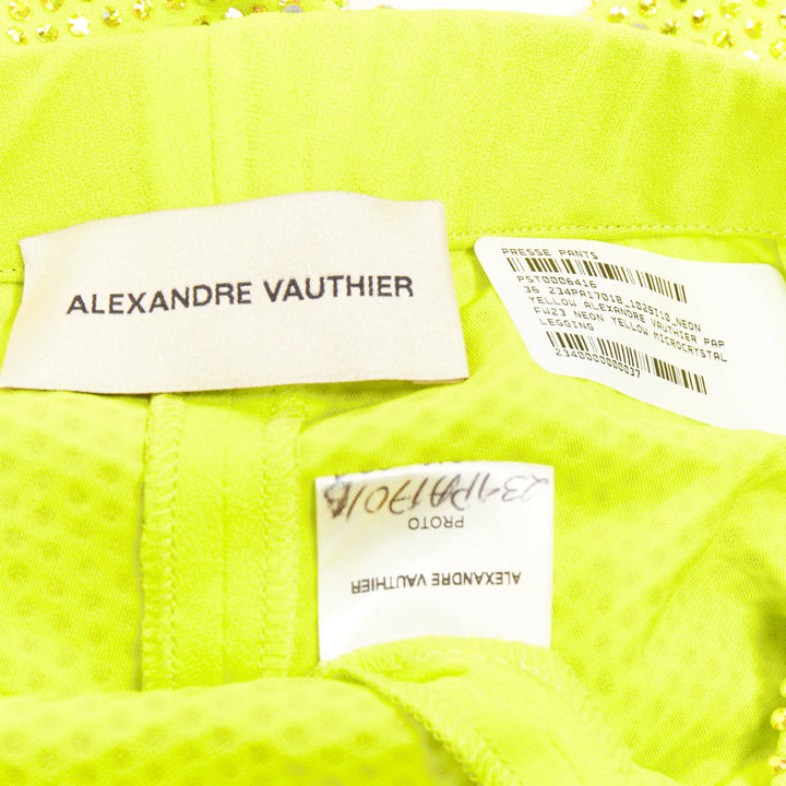 ALEXANDRE VAUTHIER AW2023 neon yellow strass crystal embellished legging pants
