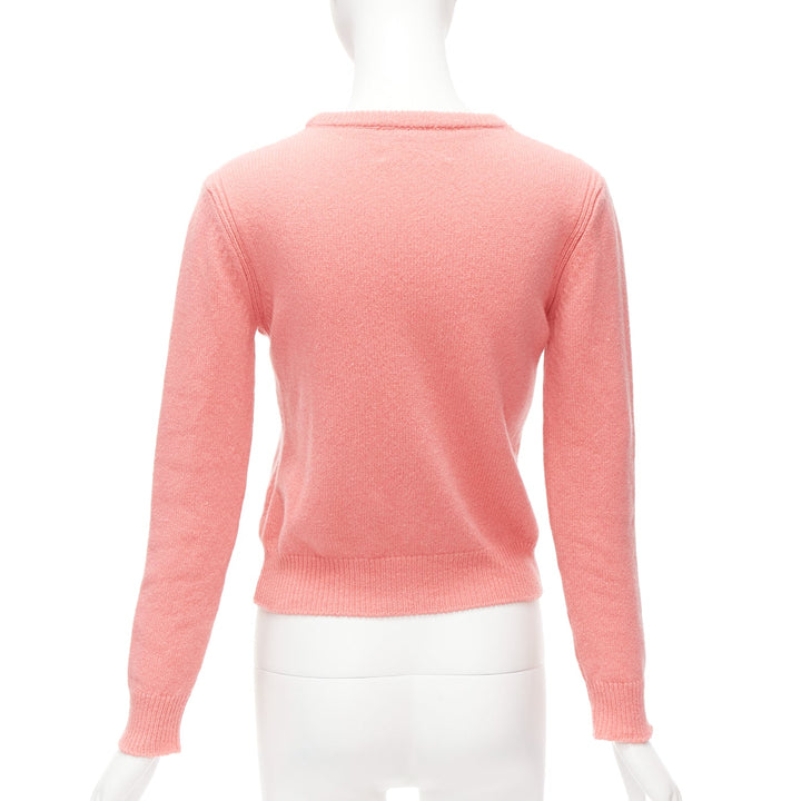 ALBERTA FERRETTI Everyday I Love You pink blue cashmere cropped sweater IT36 XS