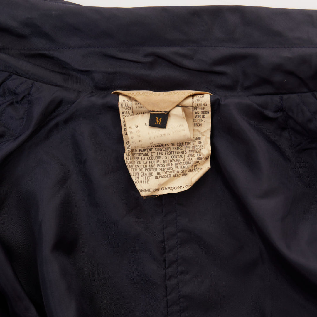 COMME DES GARCONS 1999 Vintage Reversible navy ruffle sleeve nylon crop jacket M