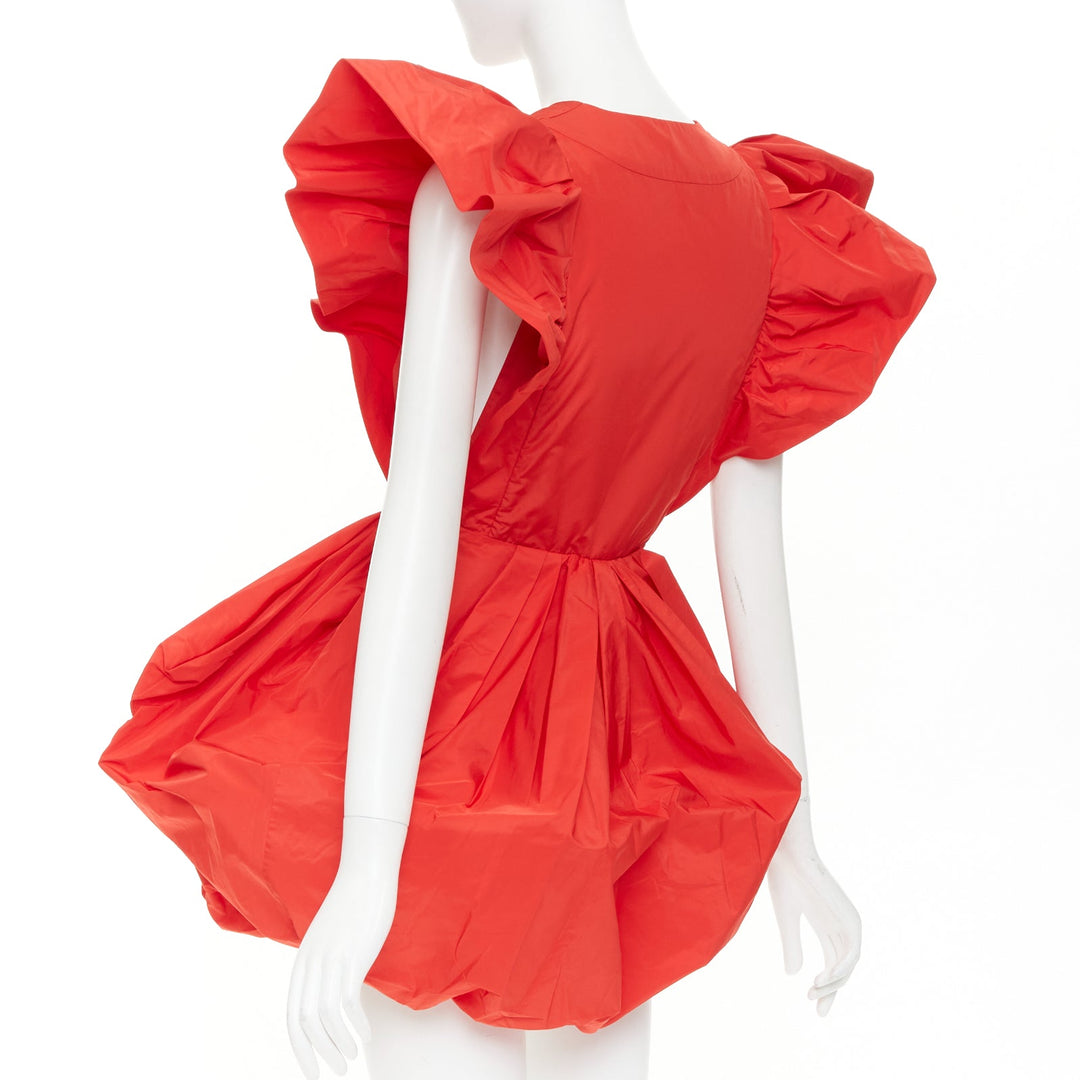 PHILOSOPHY DI LORENZO SERAFINI red taffeta puff ruffle balloon dress IT40 S