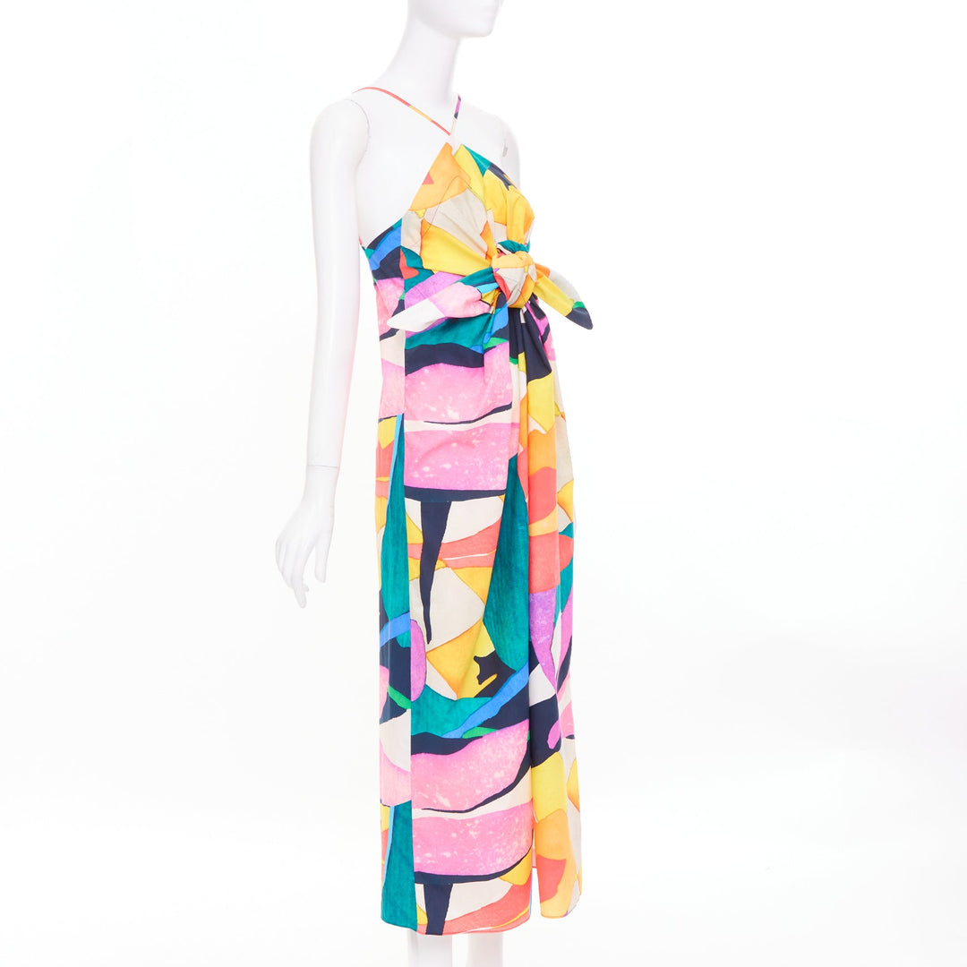 MARA HOFFMAN Lolita Deltoria abstract multicolor print cotton poplin dress M