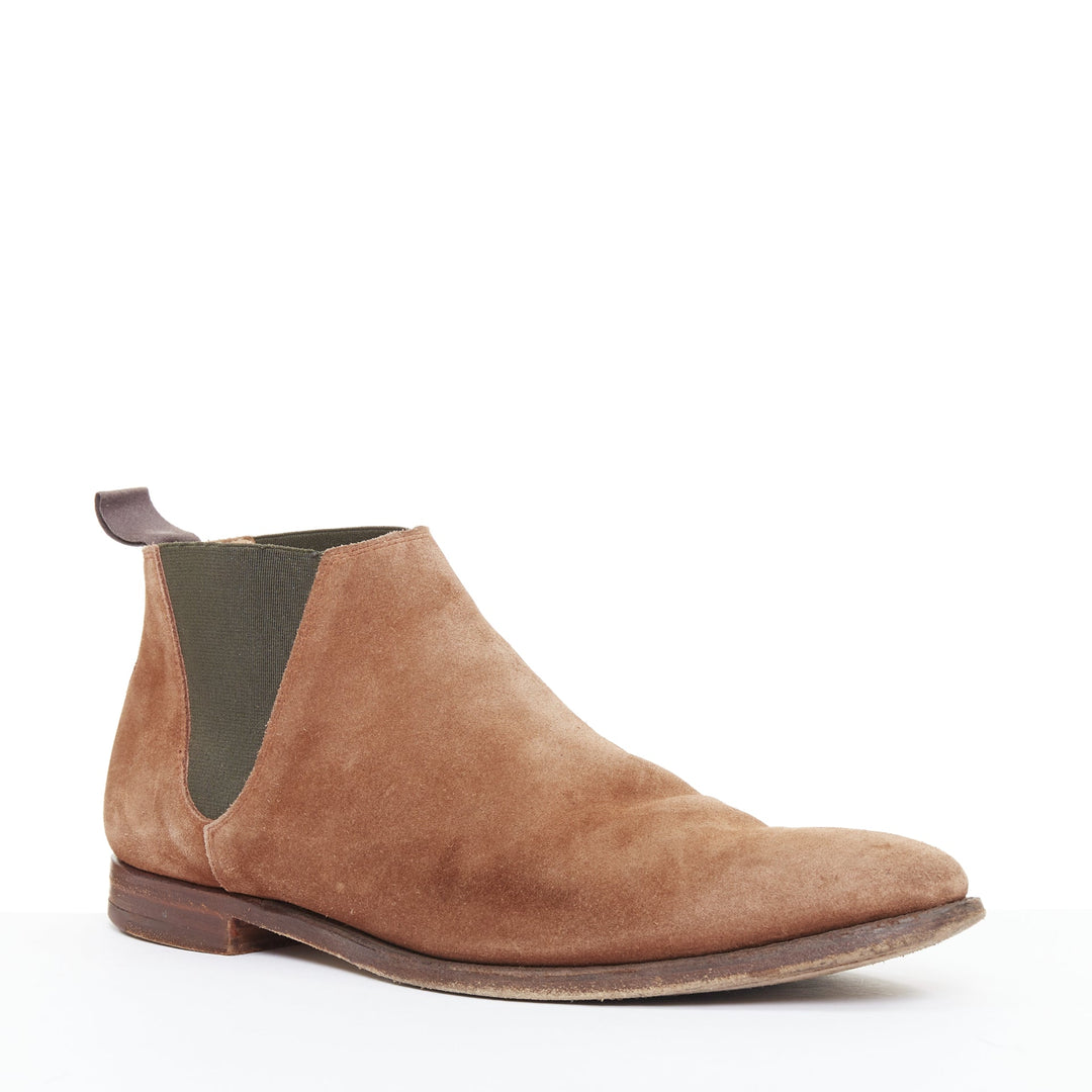 CROCKETT & JONES Chelsea tan brown repello suede ankle boots UK6.5 EU40.5