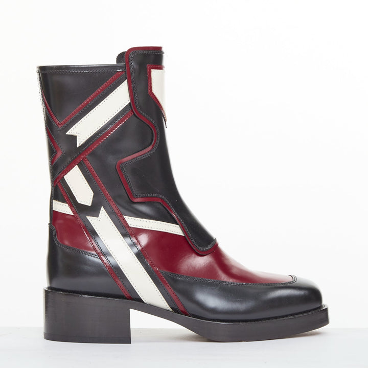 CHRISTIAN DIOR 2018 Runway Diorally black red white colorblock boots EU36.5