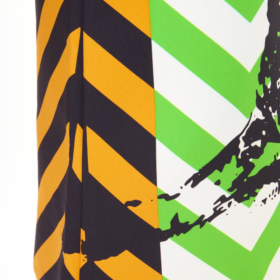DIOR 2022 Runway D-Jungle geometric panther green orange graphic shift dress S