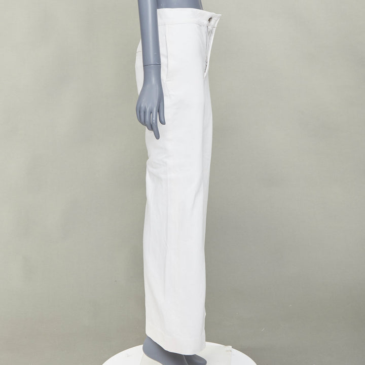 OLD CELINE Phoebe Philo off white cotton high waist flare leg crop jeans FR34 XS