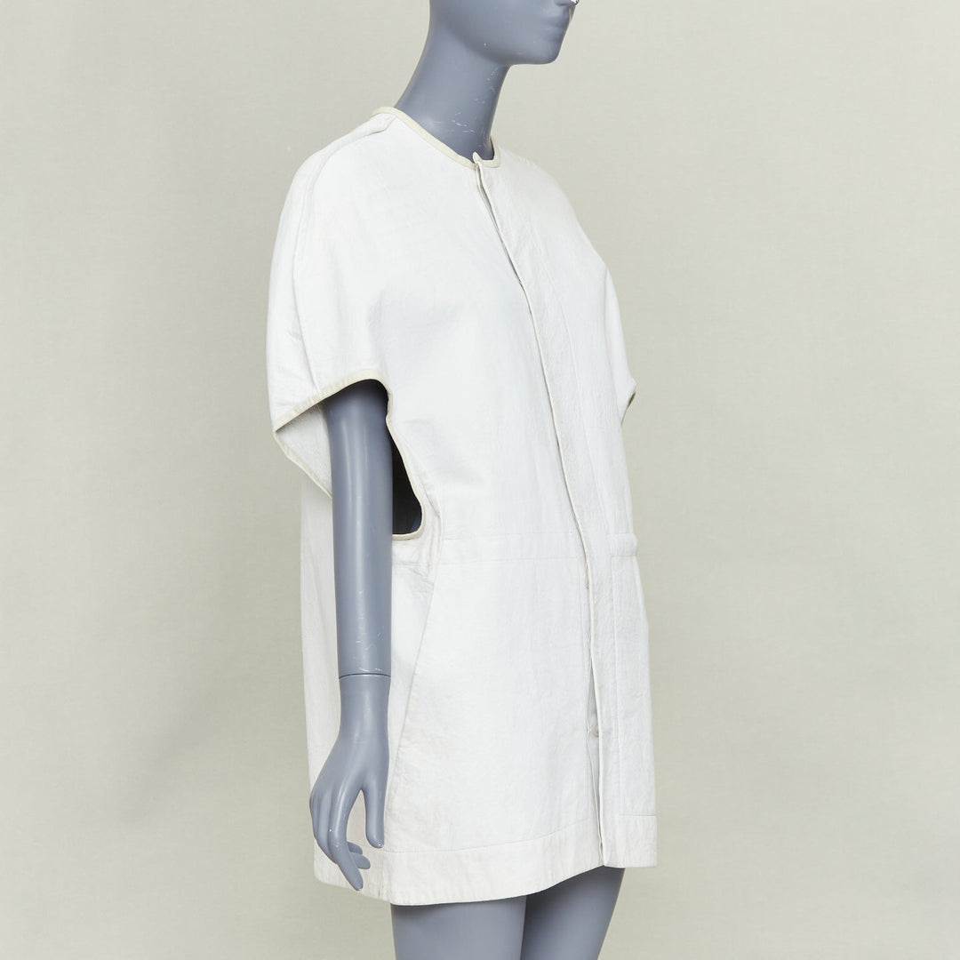 RICK OWENS 2012 Naska off white lambskin contrast trim cape jacket IT40 S