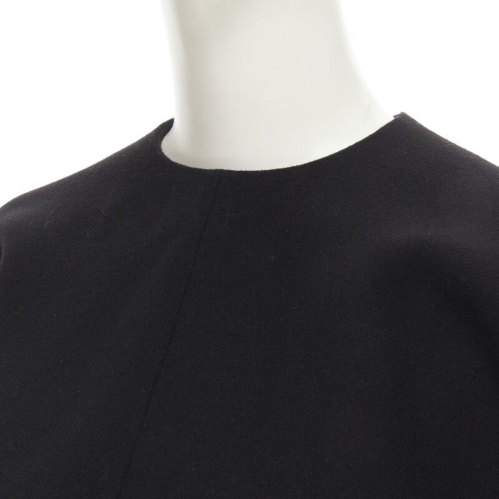 MARNI 100% wool crepe black curved hem boxy cocoon top IT38 XS