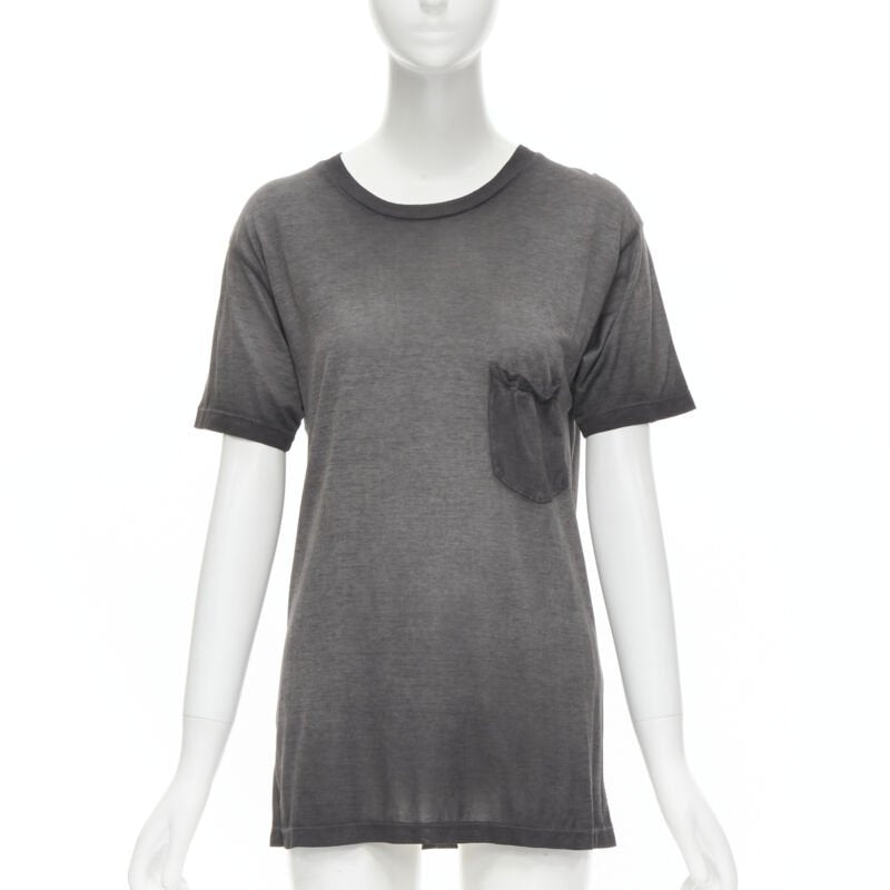 SAINT LAURENT Hedi Slimane 2015 grey washed chest pocket oversized tshirt XS