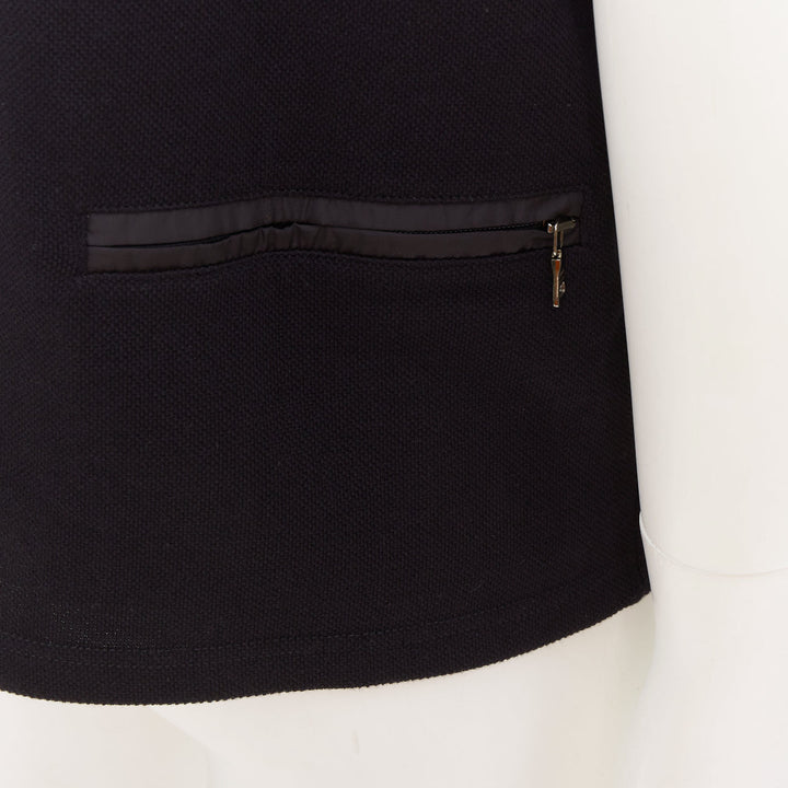 PRADA Linea Rossa black cotton pique red pull half zip polo shirt L