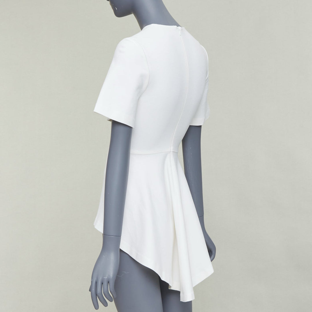 ROSETTA GETTY cream silk trim peplum cascade high low top top XS