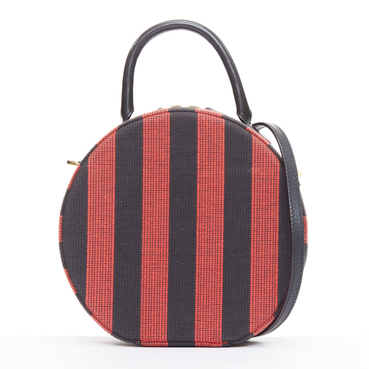 MANSUR GAVRIEL Circle black red striped fabric leather trim crossbody bag