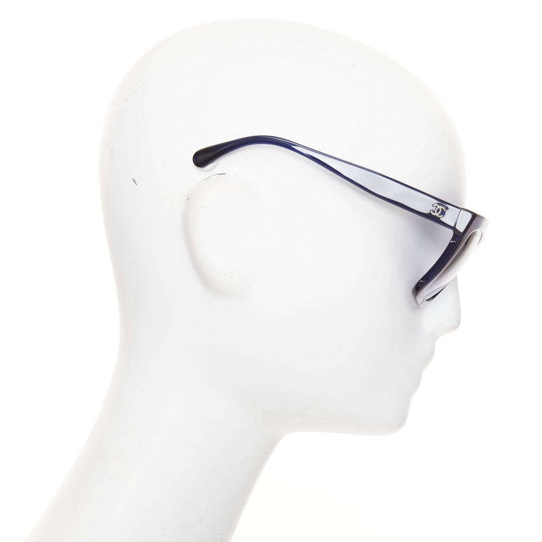 CHANEL 2019 Runway 71042A midnight blue acetate gradient lenses square sunglass