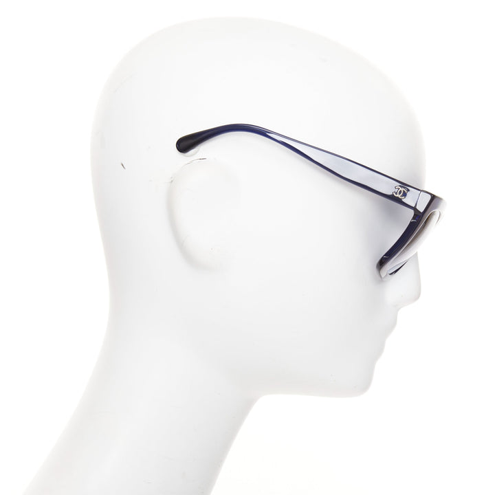 CHANEL 2019 Runway 71042A midnight blue acetate gradient lenses square sunglass