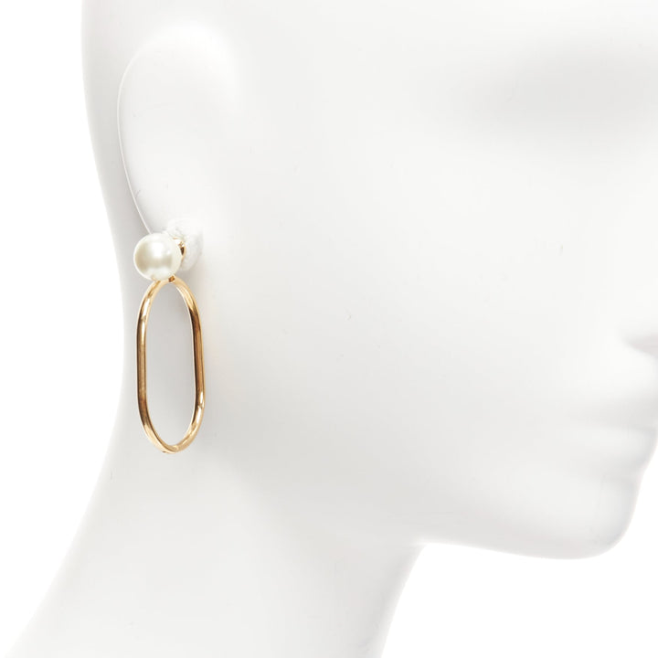 Female mannequin wearing Dior Tribale Gold Faux Pearl Women Jewelry Earring in Size  | Available at JHROP