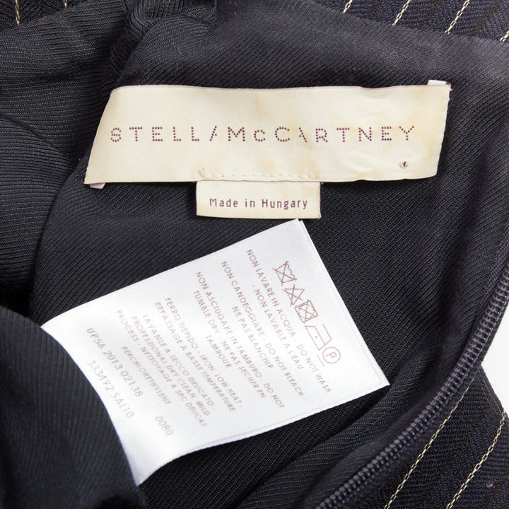 STELLA MCCARTNEY 2013 grey wool blend pinstripe structural pleated dress IT40 S
