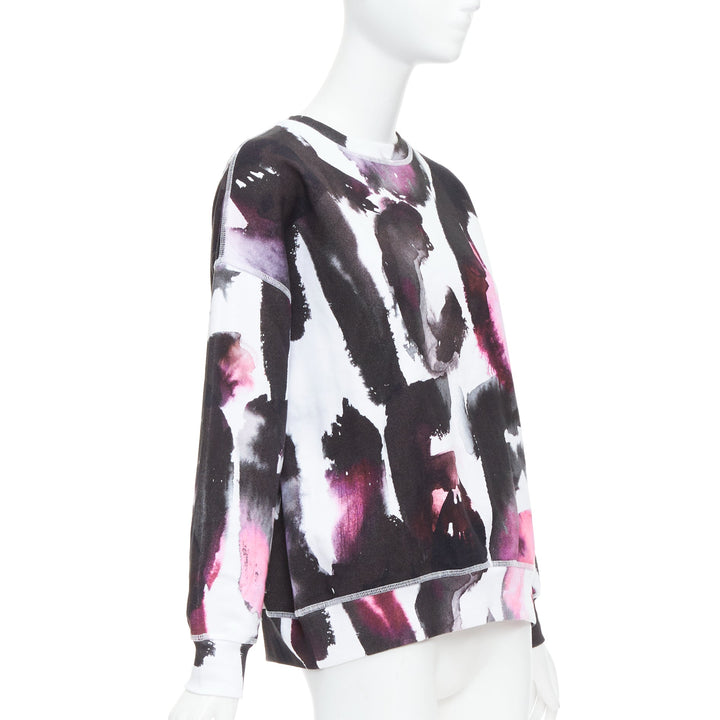 ALEXANDER MCQUEEN 2022 logo watercolor print long sleeve crew sweater IT38 XS