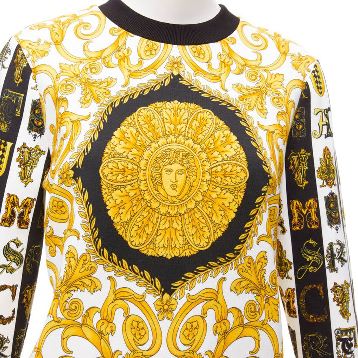 VERSACE mixed archive Barocco print cotton crew neck sweater IT36 XXS