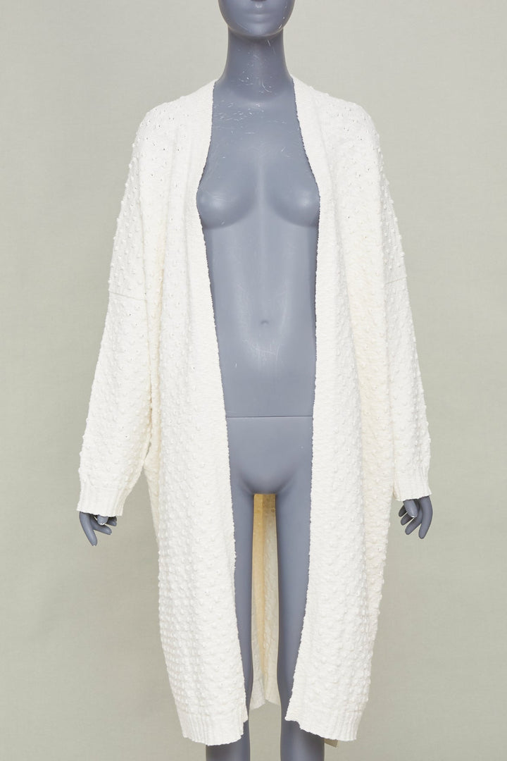 LAUREN MANOOGIAN 2022 Bubble Rib open front cream cotton cardigan knitwear OS