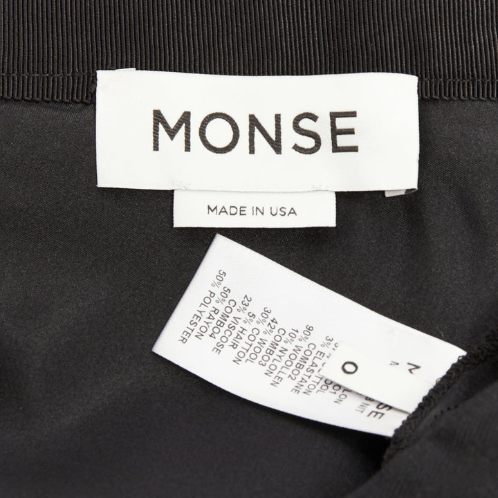 MONSE black nylon tulle wool glen plaid deconstructed asymmetric skirt US0 XS