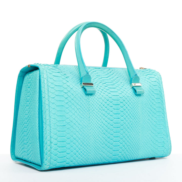 VICTORIA BECKHAM Seven Satchel turquoise scaled leather top handle bag