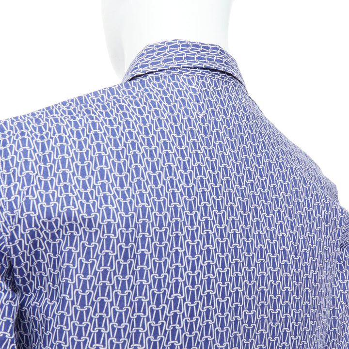 MAISON MARGIELA blue white cotton knitted print dress shirt Sz 1 S